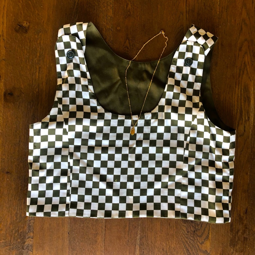 Reversible Checkered Crop Tank - image 1